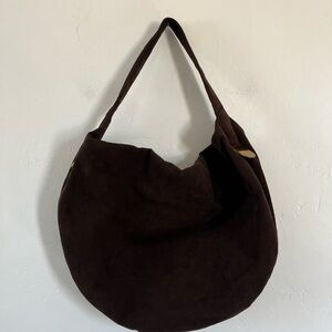Vintage Skinner Ultra Suede Chocolate Brown Leather Hobo Bag